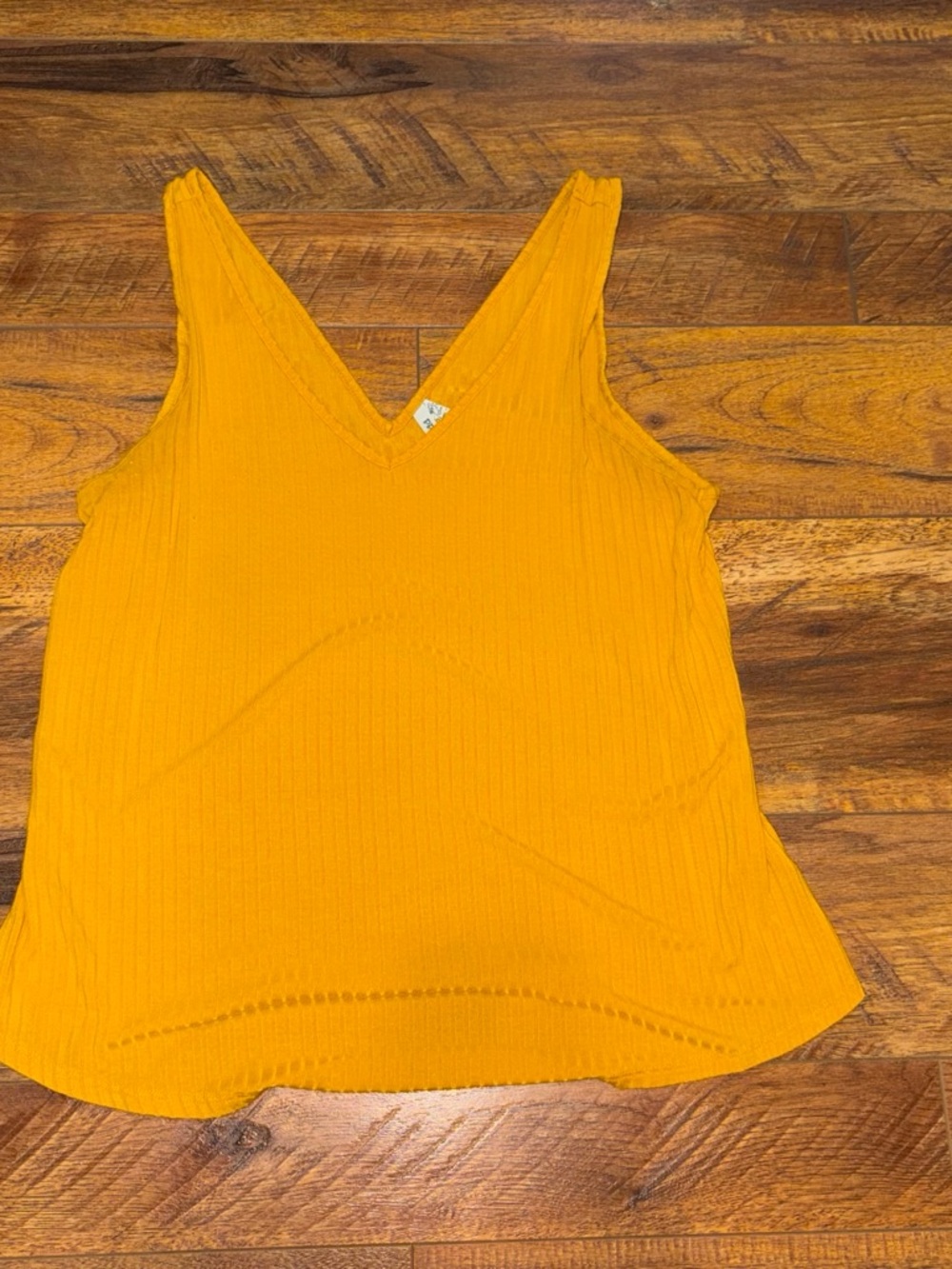 Mudd Women's Ribbed V-Neck Tank Top in Mustard